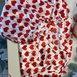 Red Heart Satin Pajama Set